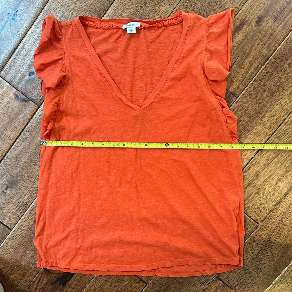 Sundance M Orange Ruffle Sleeve Top - Picture 3 of 4